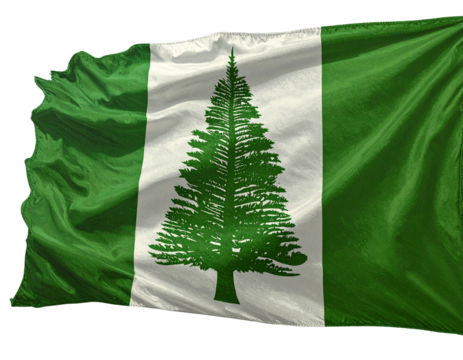  Norfolk Island Flag with Realistic Fabric Waves, Full Horizontal Layout, Isolated on Transparent Background