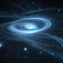 Spiral galaxy, swirling light trails, cosmic dust