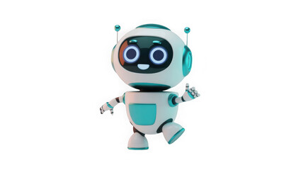 3d cute ai robot character in different angles. Chat bot mascot isolated render icon set. Digital artificial intelligence chatbot, friendly support assistant. Electric cyborg agent