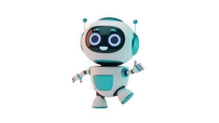 3d cute ai robot character in different angles. Chat bot mascot isolated render icon set. Digital artificial intelligence chatbot, friendly support assistant. Electric cyborg agent