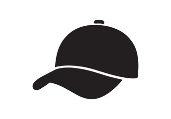 Simple black silhouette of a baseball cap with a curved brim
