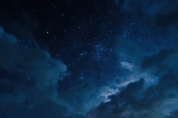 Obraz premium Starry night sky, dark clouds