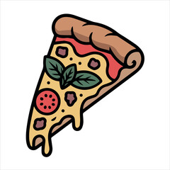 Pizza Slice Cheese Topping Illustration Vector Icon, Art & Illustration
