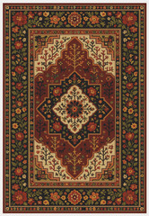 Folk art inspired Persian Vector Carpet with modern Pattern in high definition isolated on white canvas with trending colors
