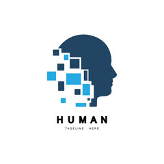 digital human - vector logo concept illustration. Creative idea sign. Learning icon.