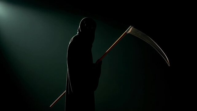 Grim Reaper Revealing Skeleton Face