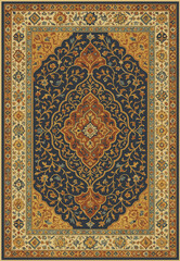 Folk art inspired Persian Vector Carpet with modern Pattern in high definition isolated on white canvas with trending colors
