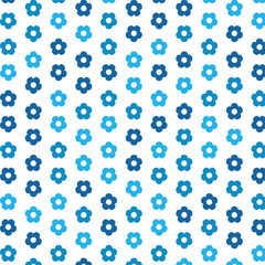 Delightful Daisy Dance A Cheerful Pattern of Blue Blossoms on a White Backdrop