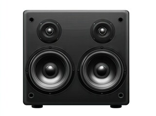 Fototapeta premium Black square audio speaker with two visible woofers
