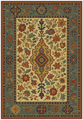 Folk art inspired Persian Vector Carpet with modern Pattern in high definition isolated on white canvas with trending colors
