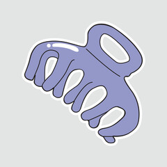Purple Hair Claw Clip Vector Sticker. A cute vector illustration of a hair claw clip, a trendy and popular accessory for hairstyling and beauty themes