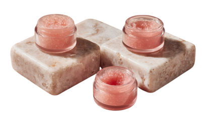 Sugar Scrubs on Marble Blocks, isolated on transparent background