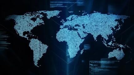 World map composed of glowing digital code - Powered by Adobe