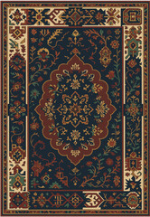 Folk art inspired Persian Vector Carpet with modern Pattern in high definition isolated on white canvas with trending colors
