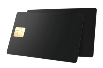 Credit cards with gold chip isolated on a transparent background bank plastic