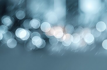 Abstract bokeh lights in muted blue tones
