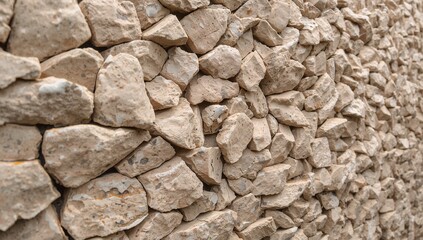 Beige and brown masonry stones with rough surface detail