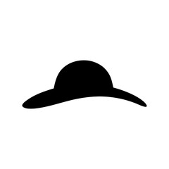 Silhouette of a sun hat isolated on white background minimalist summer accessory vector icon illustration