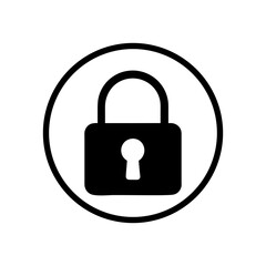 Minimalist silhouette of lock security icon simple vector isolated on white background safety illustration