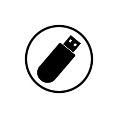 Simple silhouette of USB stick minimal vector isolated on clean white background simple tech accessory