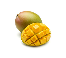 Ripe mango isolated on white background.