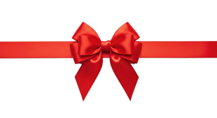 Red Ribbon and Bow on Transparent Background. Ai generation