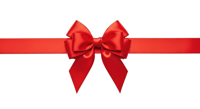 Red Ribbon and Bow on Transparent Background. Ai generation