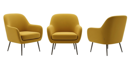 Modern Yellow Armchairs Set. Ai generation