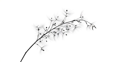 Fototapeta premium Minimalist Black and White Dandelion Seed Head Silhouette Elegant and Serene Botanical Art