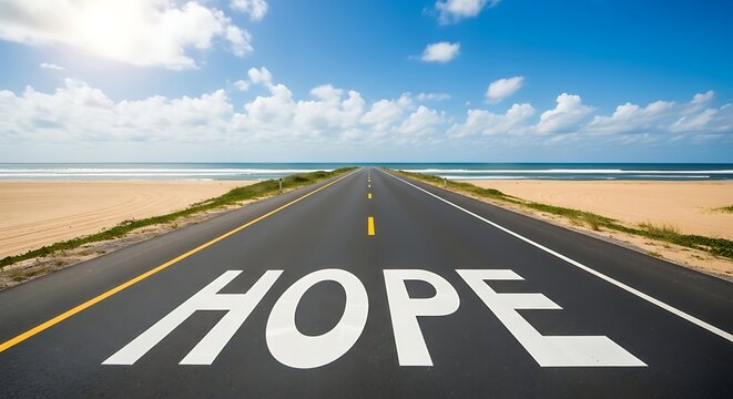 Road to Hope a Journey of Faith Optimism and Perseverance towards the Future - Powered by Adobe
