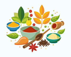 set of different kinds of spices