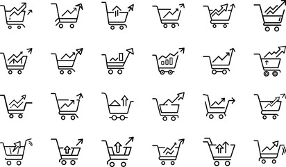 Business Finance and Analytics Line Icons Set – Growth, Sales, Investment, Marketing Strategy, Data Analysis, KPI, Banking and Financial Vector Clipart for Digital Design and Presentations