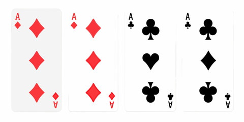 Four Aces Playing Cards on White Background ace of diamonds