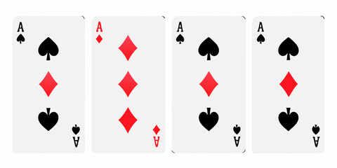Four Aces Playing Cards with Spades and Diamonds card games
