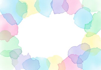 Watercolor Frame with Soft Pastel Colors on White Background