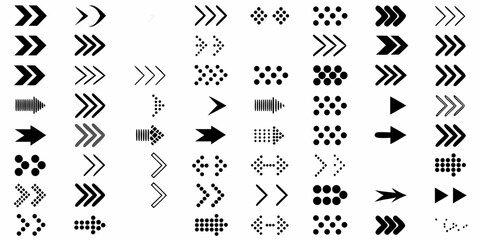Collection of diverse black arrow icons direction