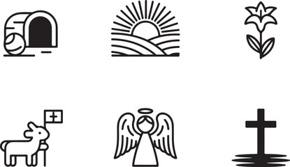 Resurrection Easter Line Icon Set