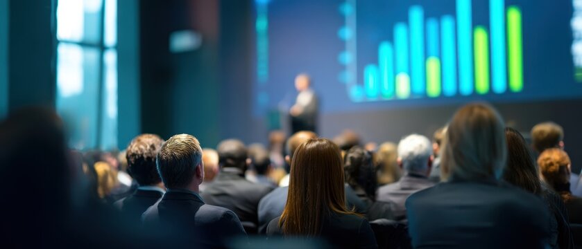 The audience engaged in a dynamic business presentation about data and growth strategies.