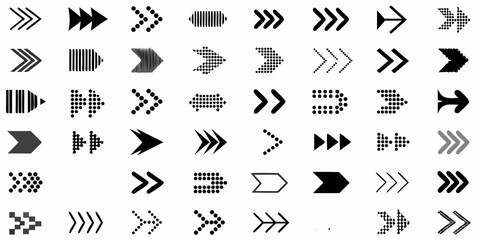 Assortment of black and grey arrow symbols icon collection