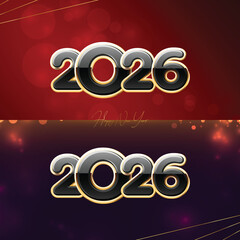 Elegant Black Golden Luxury Maroon 2026 New Year Number Font Typography Vector Festive celebration background wallpaper banner post new year calendar festival anniversary royal event colorful card