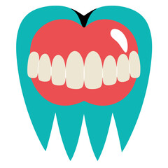 Fun and playful cartoon teeth design, perfect for dental clinics, children's products, or creative projects needing a unique smile and oral health concept