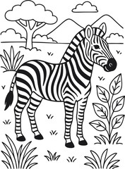 Giraffe cartoon characters isolated on white background. For kids coloring book.