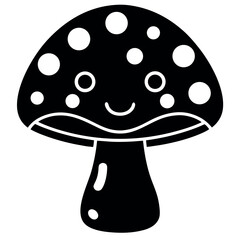 Cute Cartoon Mushroom Vector Illustration with Smiling Face and Polka Dots Perfect for Childrens Books and Educational Material