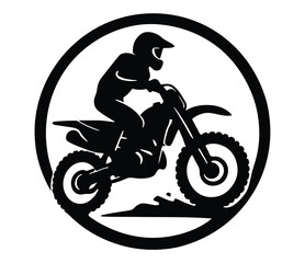 Exciting dirt bike stunt silhouette white background