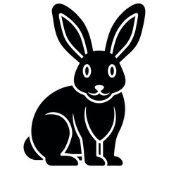 Elegant Black Rabbit Silhouette Vector Illustration for Easter and Spring Holiday Designs and Childrens Book Illustrations and Farm Animal Graphics