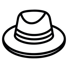 Iconic Fedora Hat Outline Design Classic Headwear Style and Vintage Fashion Symbol Vector Illustration
