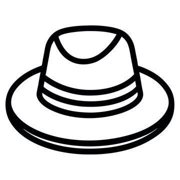recommend clip art: Iconic Fedora Hat Outline Design Classic Headwear Style and Vintage Fashion Symbol Vector Illustration