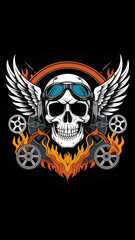 A wallpaper of Creative illustration of skull with wings and gears symbolizing gothic fantasy mechanical fusion dark art and steampunk tattoo style