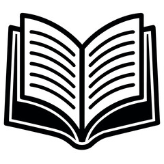 Open book icon design showcasing knowledge education and learning in black and white minimalist vector style for digital and print projects