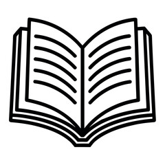 Open book icon symbolizing learning education knowledge and wisdom with minimalistic black and white design great for educational content